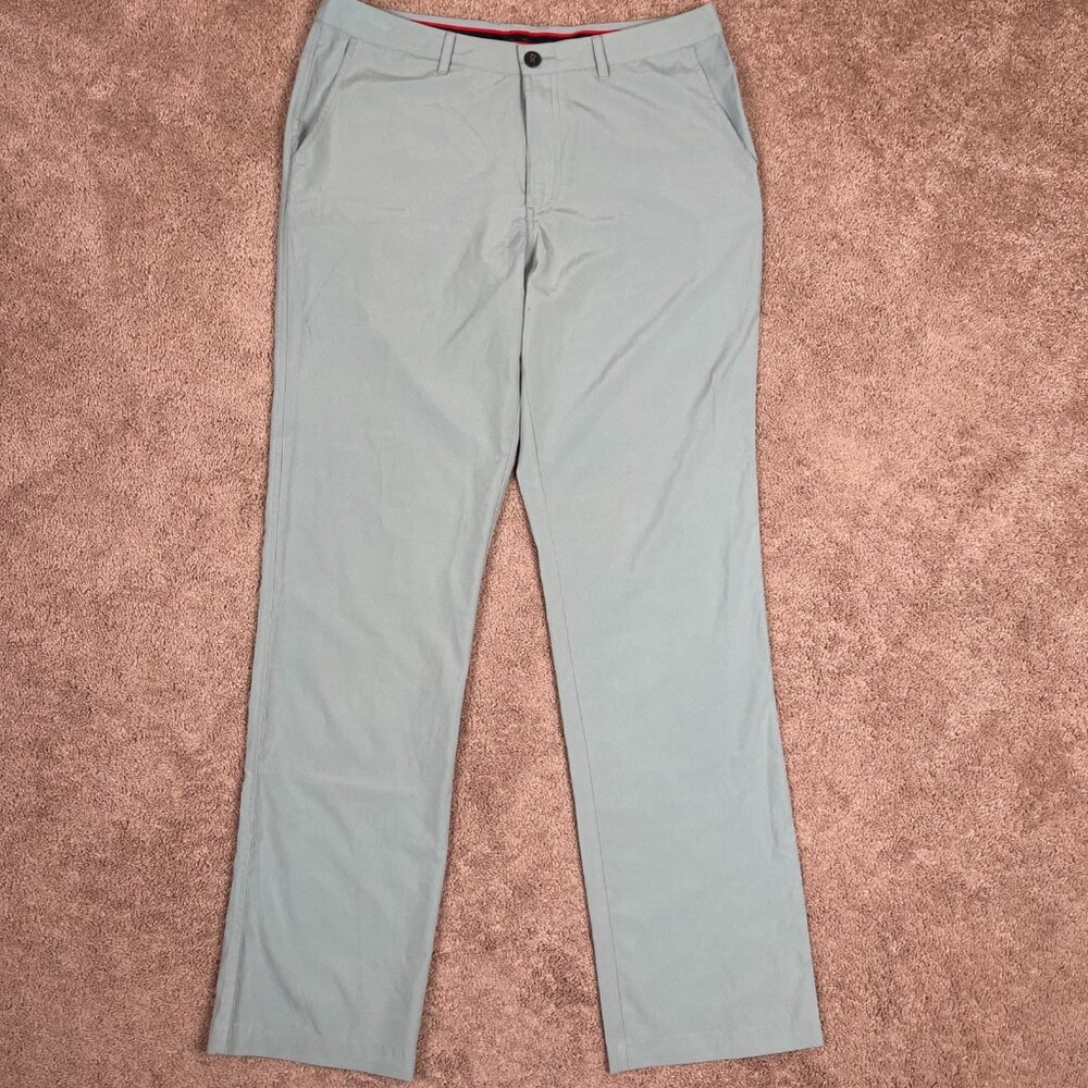 Short Par 4 Golf Pants Men 34x34 Green Flat Front Active Performance Lightweight
